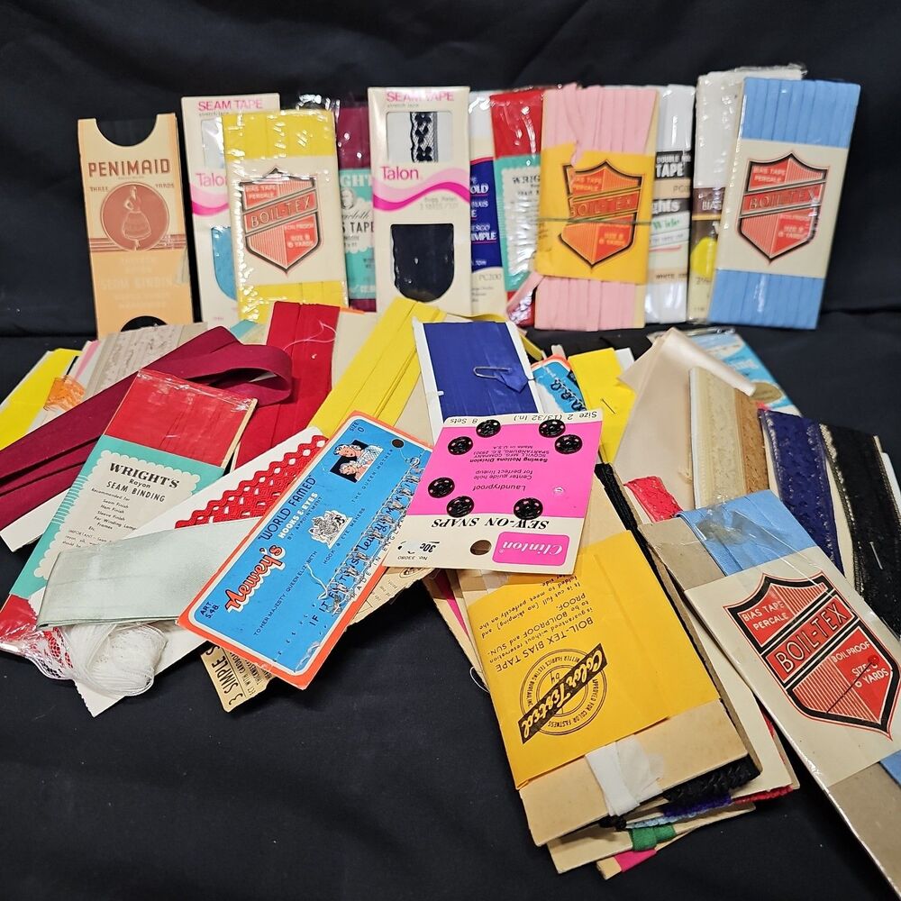 Vintage Sewing Notions Lot 50+ Bias Tape Seam Binding Trim NOS/opened Assorted